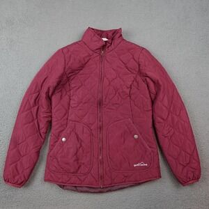 Eddie Bauer Quilted Jacket Womens Small Red Insulated Zip Pockets Outdoor Coat